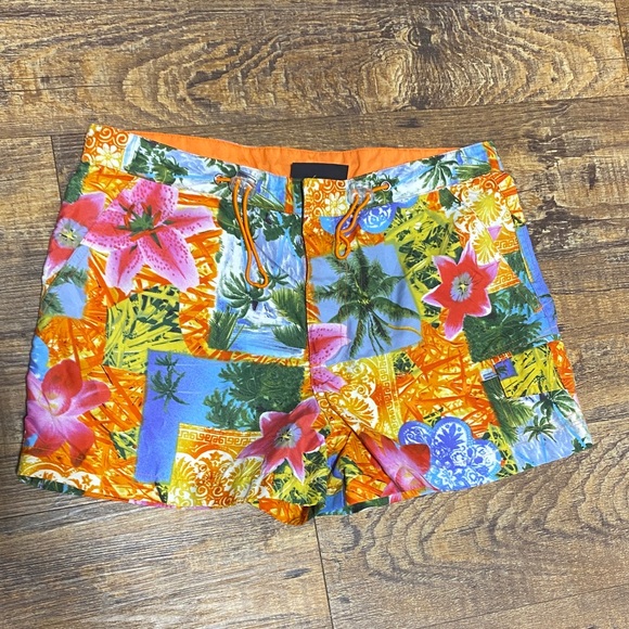 No Boundaries Other - No Boundaries size small Orange and Blue Floral Swim Shorts patchwork tropical